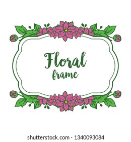 Vector illustration purple floral frame with invitation card hand drawn