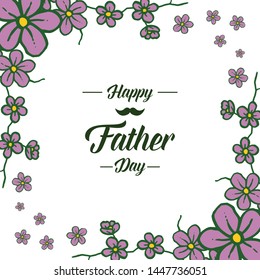 Vector illustration purple floral frames isolated on white background with congratulation father days