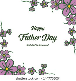 Vector illustration purple floral frames isolated on white background with congratulation father days