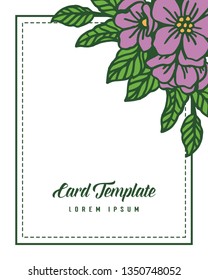 Vector illustration purple flower frame blooms for decorative of card template hand drawn