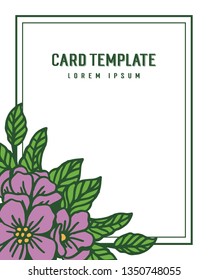 Vector illustration purple flower frame blooms for decorative of card template hand drawn