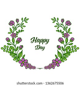 Vector illustration purple flower frame for lettering happy day