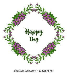Vector illustration purple flower frame for card invitation happy day