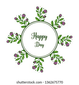 Vector illustration purple flower frame for card invitation happy day