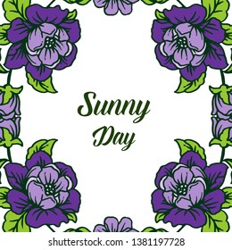 Vector illustration purple flower frame for banner sunny day