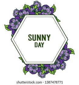 Vector illustration purple flower frame for invitation card sunny day