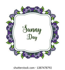 Vector illustration purple flower frame for invitation card sunny day