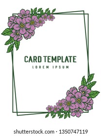 Vector illustration purple flower frames isolated on backdrop for texture of card template hand drawn