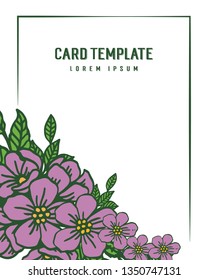 Vector illustration purple flower frames isolated on backdrop for texture of card template hand drawn