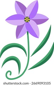 Ilustración vectorial De Una Flor Púrpura Con Largas Hojas Verdes