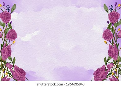 Vector illustration with purple flowers. Style with copy space for text. Backdrop for greeting cards, posters, banners, and placards.