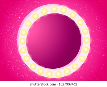 Vector illustration. Purple frame with light bulbs.