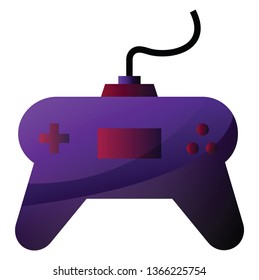 Ilustración vectorial de un gamepad púrpura sobre un fondo blanco