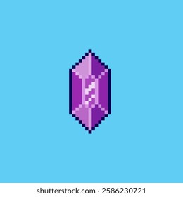 Vector Illustration of Purple Gemstone with Pixel Art Design, perfect for game assets themed designs