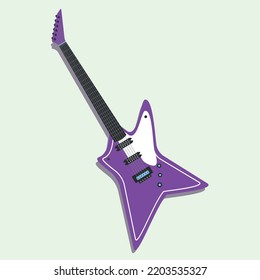 Vector illustration of a purple Gibson explorer electrical guitar isolated on a white background