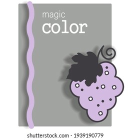 Ilustración vectorial. Uvas moradas. Color mágico - inscripción.