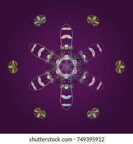 Vector illustration. Purple, gray and white colors. Christmas pattern with snowflakes abstract background. Holiday design for Christmas and New Year fashion prints.