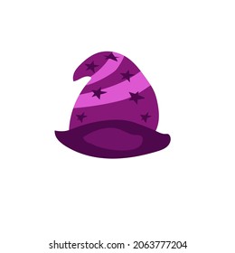 ilustración vectorial del sombrero de halloween púrpura con variedad de estrellas