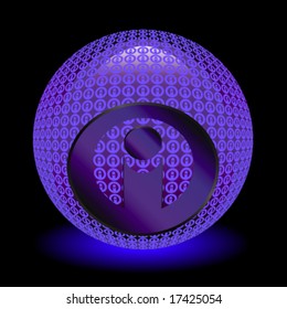 Vector illustration of a purple info globe