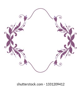 Vector illustration purple leaf flower frame hand drawn