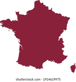 vector illustration of Purple map of France