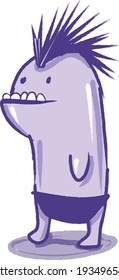 vector illustration of purple monster with big teeth and mohawk