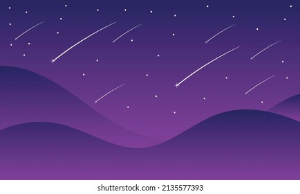 Vector illustration of Purple Nature and shooting stars