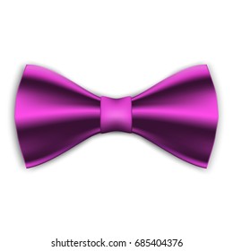 Vector illustration of a purple realistic bow tie. Isolated.