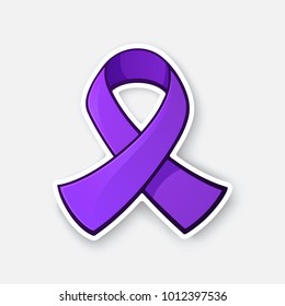 Vector Illustration. Purple Ribbon, Awareness Of Interpersonal Violence And Abuse Prevention. Spirit Day And Victims Of Homophobia. Month Of The Military Child. The Problem Of Alzheimer's Disease