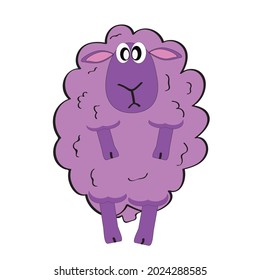 Vector illustration of a purple sheep in the cartoon style.