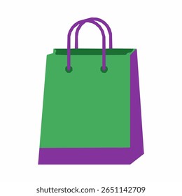 Ilustração vetorial de uma sacola de compras roxa, representando varejo, compras, presentes ou mercadorias.