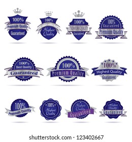 Vector illustration of purple and silver labels.