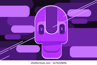 Vector illustration of a purple skull with dark black background. Flat style illustration.