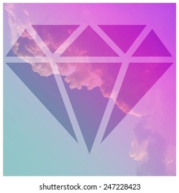 Vector illustration of purple sky with a diamond