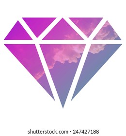 Vector illustration of purple sky with a diamond