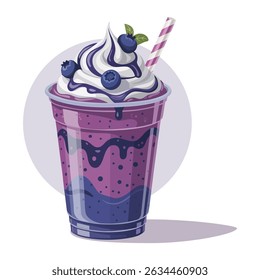 Vector illustration of Purple Smoothie with Whipped Cream
