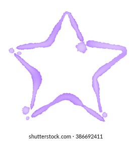 Vector illustration of a purple star. No trace.  Watercolor transparent star. Made using gradient mesh. Grey. Pale. Abstract. Ink