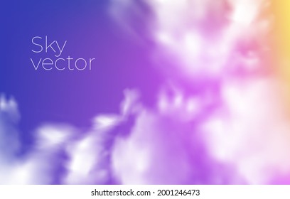 Vector illustration of purple sunset sky with clouds.