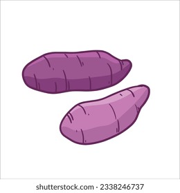 ilustración vectorial de la batata púrpura o el taro como producción de plantación fresca en fondo blanco, puede utilizarse como pancarta, afiche o plantilla