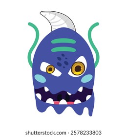 Vector illustration of purple water monster