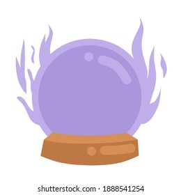 vector illustration of purple witch ball.  minimalist flat design.  illustration for magic equipment