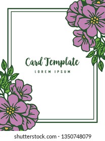 Vector illustration purple wreath frame for invitaton template card hand drawn