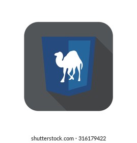 Vector illustration of purpur shield with camel programming language, isolated site development icon on white