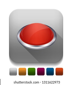 Vector Illustration Of Push Button - 3d Button 