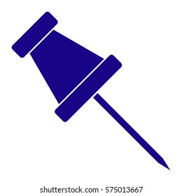 Vector Illustration of Push Pin in Blue Color Icon
