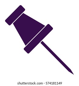 Vector Illustration of Push Pin Flat. Isolated Sign Symbol Icon in violet