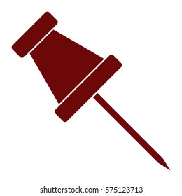 Vector Illustration of Push Pin Icon In Brown
