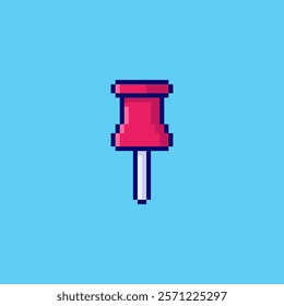 Vector Illustration of Push Pin with Pixel Art Design, perfect for game assets themed designs