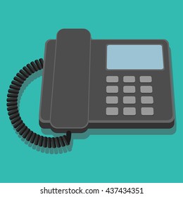 Vector illustration of a push-button phone in flat style. For graphic and web design.