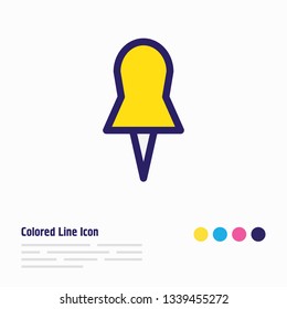 Vector illustration of pushpin icon colored line. Beautiful workplace element also can be used as pin icon element.